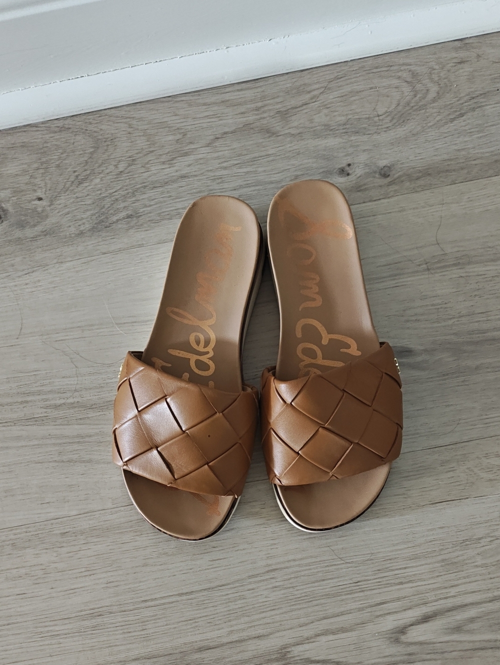 Sam Edelman Tan Woven Slide Mules